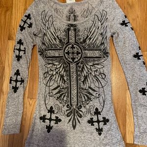 Gray and Black Goth Crosses long sleeve t-shirt